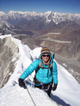 On the summit ridge of Island Peak, Nepal.